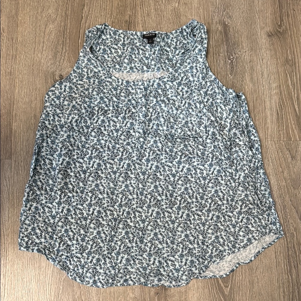 Torrid Blue and White Relaxed Tank Top